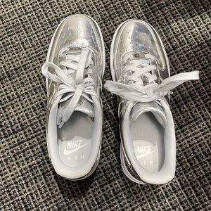 Silver Nike Air Force 1 Sneakers